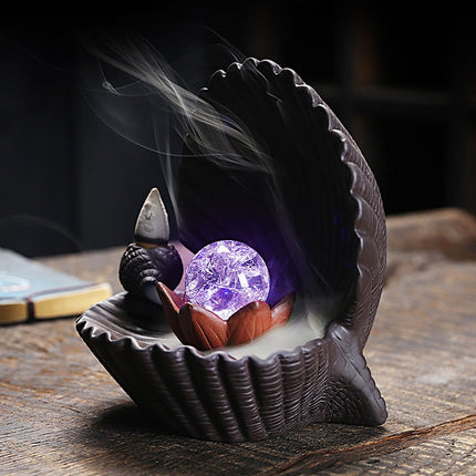 Ceramic Shell Incense Holder Led Lamp