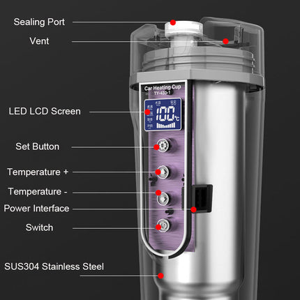 Smart Heating Digital Car Thermos