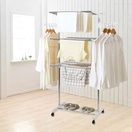 Foldable Multi-Layer Clothes Hanger Rack Stand