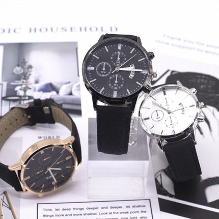Elegant Watch Leather Bracelet Gift Set
