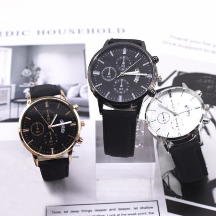 Elegant Watch Leather Bracelet Gift Set