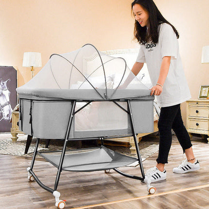 European Built-in Mosquito Net Foldable Baby Crib Infant Bed