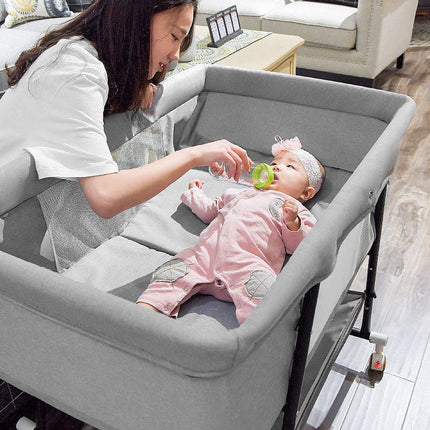 European Built-in Mosquito Net Foldable Baby Crib Infant Bed