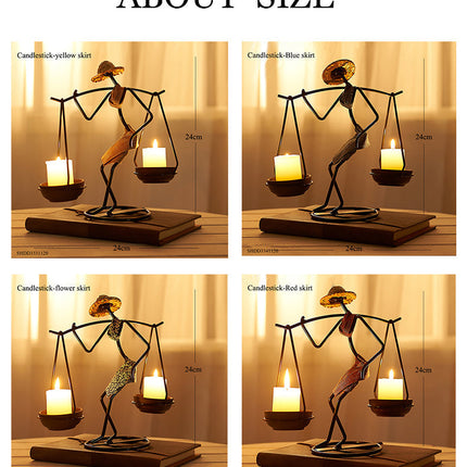 Nordic Abstract Character Metal Candle Holder