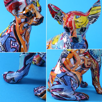Modern Colorful Chihuahua Resin Dog Statue