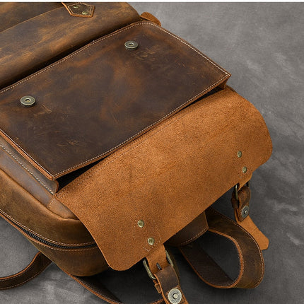 Large Capacity Leather Retro Men's Outdoor Backpack