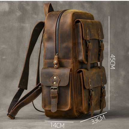 Large Capacity Leather Retro Men's Outdoor Backpack