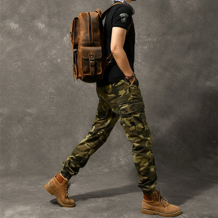 Large Capacity Leather Retro Men's Outdoor Backpack