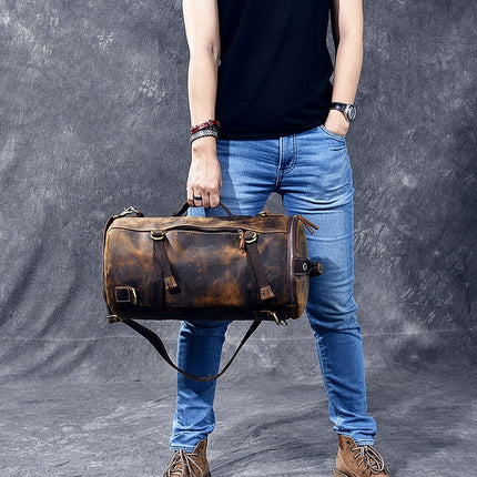 Vintage Leather Shoulder Men's Backpack