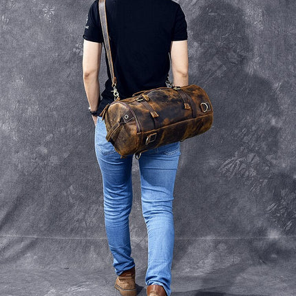 Vintage Leather Shoulder Men's Backpack