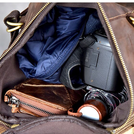 Vintage Leather Shoulder Men's Backpack