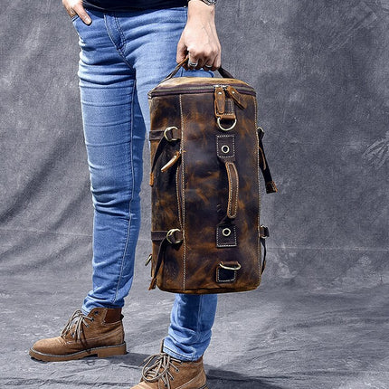 Vintage Leather Shoulder Men's Backpack