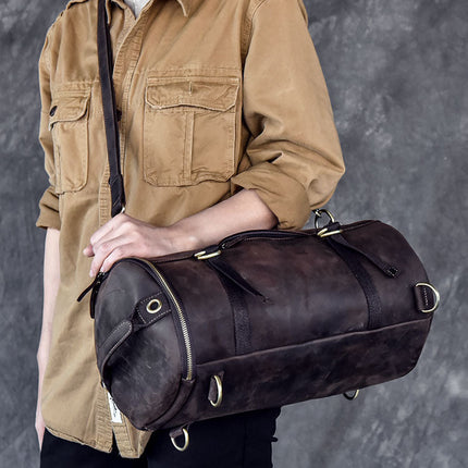 Vintage Leather Shoulder Men's Backpack