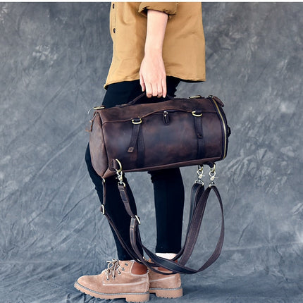 Vintage Leather Shoulder Men's Backpack