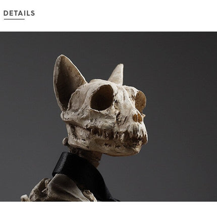 Retro Skull Dog Statue