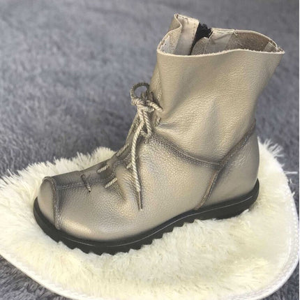 Vintage Look Winter Low Heel Casual Female Short Boots