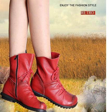 Vintage Look Winter Low Heel Casual Female Short Boots
