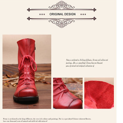 Vintage Look Winter Low Heel Casual Female Short Boots