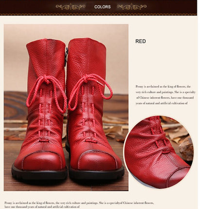 Vintage Look Winter Low Heel Casual Female Short Boots