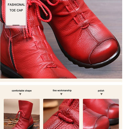 Vintage Look Winter Low Heel Casual Female Short Boots