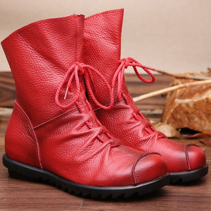 Vintage Look Winter Low Heel Casual Female Short Boots