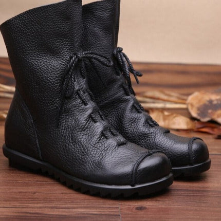 Vintage Look Winter Low Heel Casual Female Short Boots