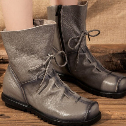 Vintage Look Winter Low Heel Casual Female Short Boots