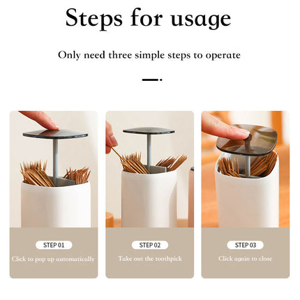 Elegant Pop-Up Toothpick Cotton Swab Storage Dispenser