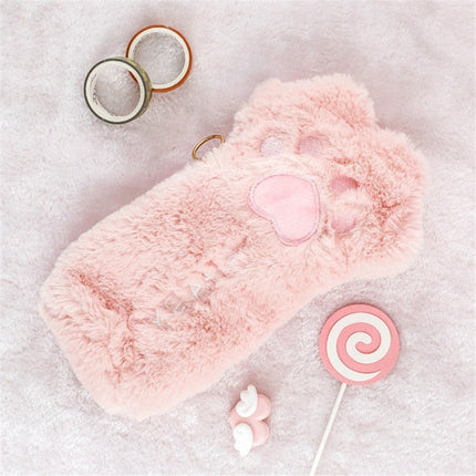 Cute Cat Paw Plush Pencil Bag