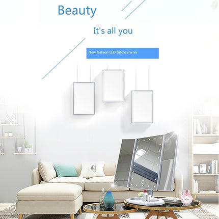 Foldable LED Touch Screen Makeup Mirror
