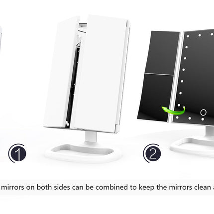 Foldable LED Touch Screen Makeup Mirror