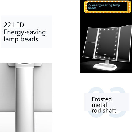 Foldable LED Touch Screen Makeup Mirror