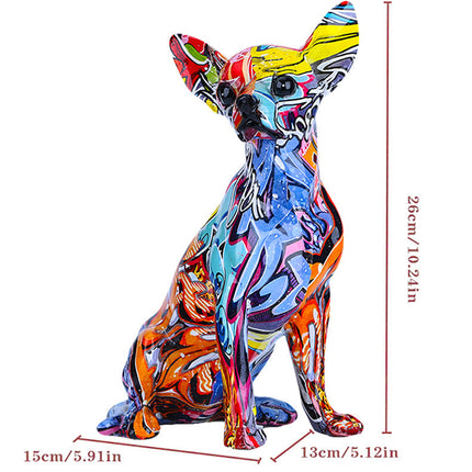 Modern Colorful Chihuahua Resin Dog Statue