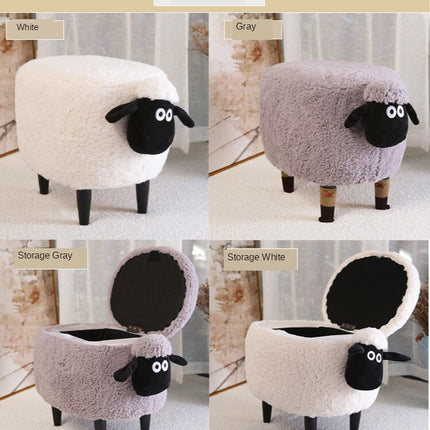 Fluffy Sheep Ottoman Organizer with Storage