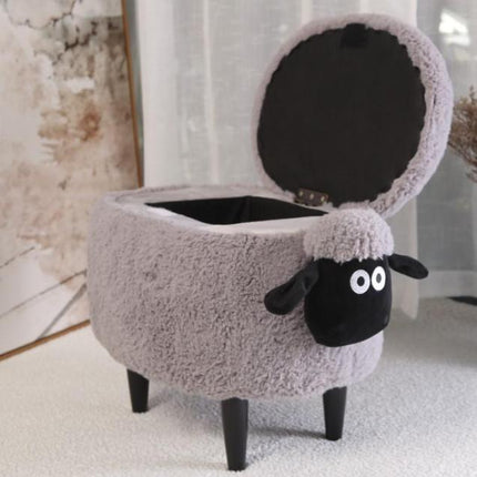 Fluffy Sheep Ottoman Organizer with Storage