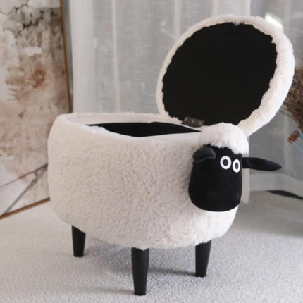 Fluffy Sheep Ottoman Organizer with Storage