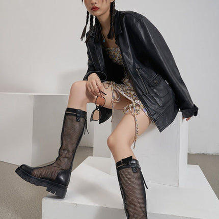 Hollow Out Mesh Thick Casual Women Boots