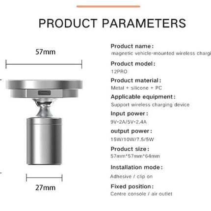 Rotating Car Wireless Charger Magnetic Phone Holder