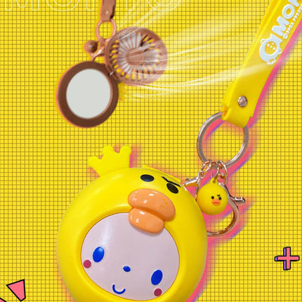 Cartoon USB Charging Fan Makeup Mirror