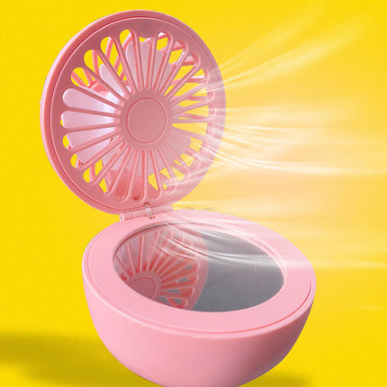 Cartoon USB Charging Fan Makeup Mirror