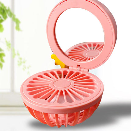 Cartoon USB Charging Fan Makeup Mirror