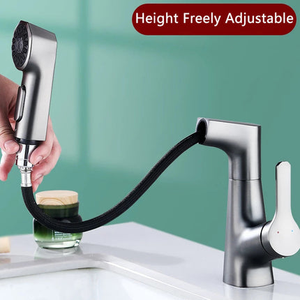 Modern Bathroom Telescopic Basin Waterfall Faucet