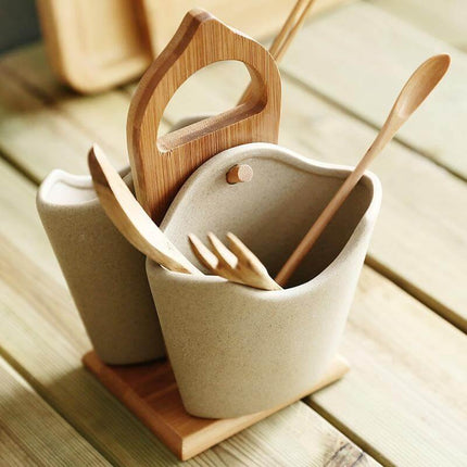 2pcs Japan Style Ceramic Silverware Container