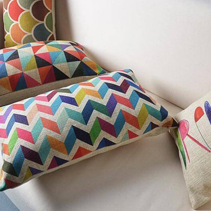 Geometric Lumbar Colorful Pillow Cushion Cover