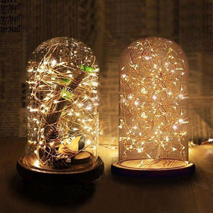Christmas Cylinder Glass Dome Display with Wooden Base