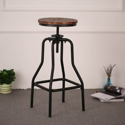 Natural Pinewood Height Adjustable Swivel Bar Stool