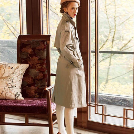 Autumn Fashion Modern Turn Down Collar Double Casual Long Trench