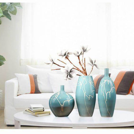 Creative Design Modern White Cream Blue Ceramic Vase