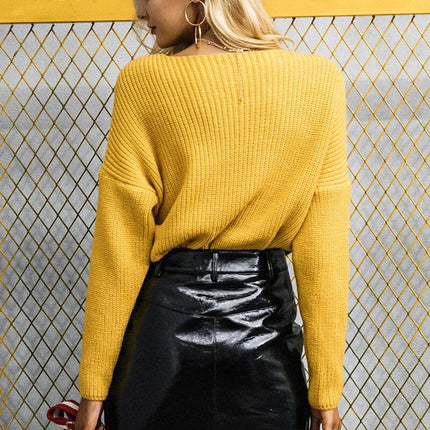 V Neck Cross Knitting Winter Sweater