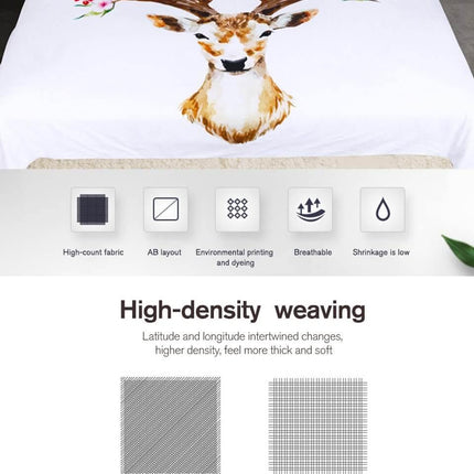 3pcs Elk Floral Moose Comfortable Duvet Cover Bedding Set